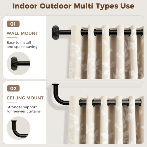 Black Wrap Around Curtain Rod 36-152 Inch Heavy Duty Adjustable Blackout Rod - 1 Pack