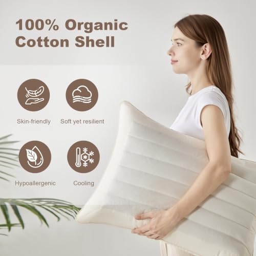 Organic Buckwheat Pillow 20x26 Inches Dual Firmness Support White