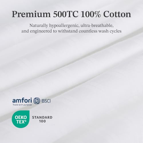 100% Cotton Pillow Protectors with Zipper - 1 Pack, Body Size, Hotel-Grade