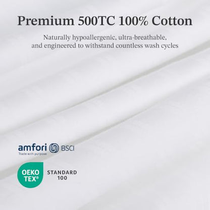 100% Cotton Pillow Protectors with Zipper - 1 Pack, Body Size, Hotel-Grade