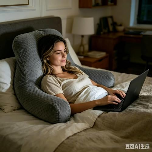 Adult Reading Pillow for Sitting in Bed Back Support Cushion Dark Grey