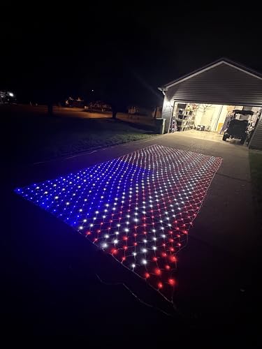 Large LED American Flag Net Lights 10ft x 20ft Outdoor Patriotic Decoration