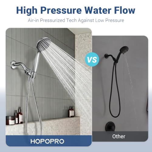 Handheld Shower Head with High Pressure & Adjustable 59-Inch Hose