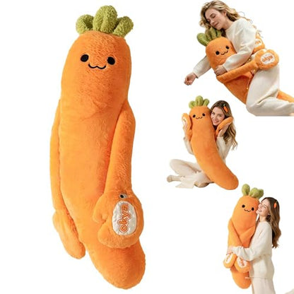Carrot Plush Hugging Pillow for Sleep & Stress Relief - Medium