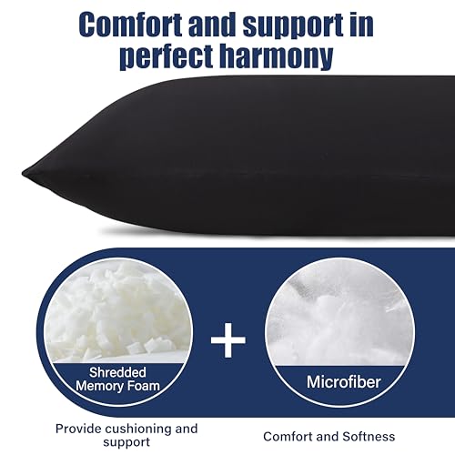 SHOUREN Body Pillow Black 14x36in for Side Sleepers & Maternity Support