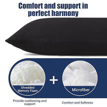 SHOUREN Body Pillow Black 14x36in for Side Sleepers & Maternity Support