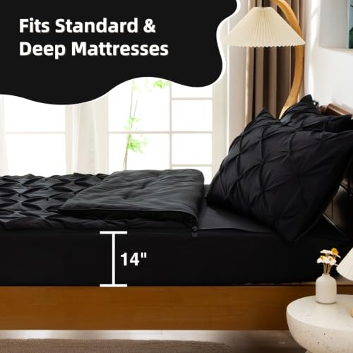 Twin Zipper Bedding Set with Comforter, Sheet & Pillow Cases - Black