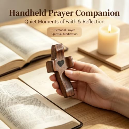 Pocket Wooden Cross for Prayer and Reflection - Handheld Christian Religious Decor (Variation of THIS listing)
