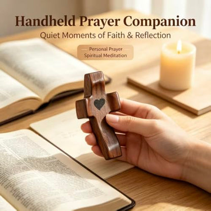 Pocket Wooden Cross for Prayer and Reflection - Handheld Christian Religious Decor (Variation of THIS listing)