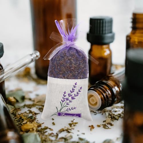 Lavender Sachet Bags 30pcs - Purple Organza Drawstring Pouches for Dried Flowers & Fragrance