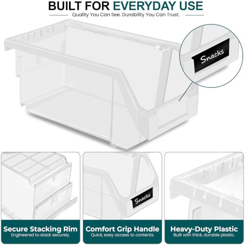 Sorbus Clear Stackable Storage Bins 8 Pack - Open Front Pantry Organizer