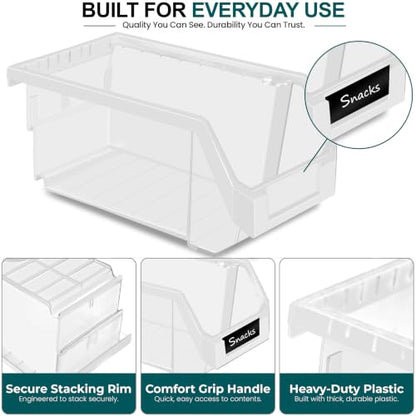 Sorbus Clear Stackable Storage Bins 8 Pack - Open Front Pantry Organizer