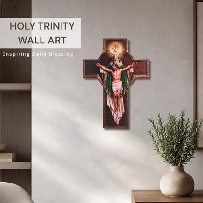 Green Holy Spirit Jesus Cross Wall Art - Wooden Religious Decor, Minimalist 2D Spiritual Gift