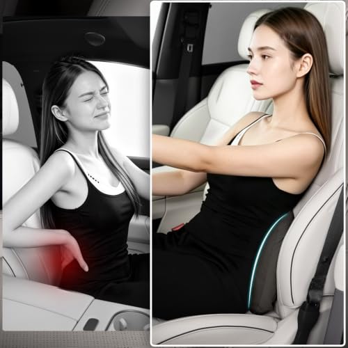 Lumbar Pillow for Car Support - Black 2 Pack Lower Back Cushion