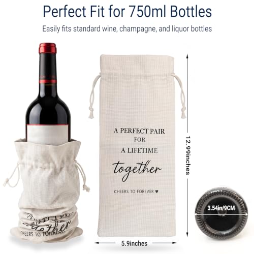Wedding Wine Gift Bag for Couples - Engagement & Wedding Bottle Wrap