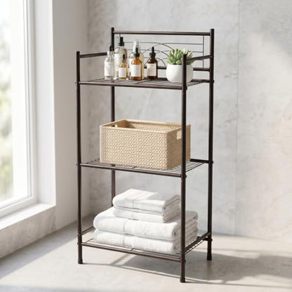 3-Tier Iron Bathroom Storage Shelf Rack in Oil Rubbed Bronze