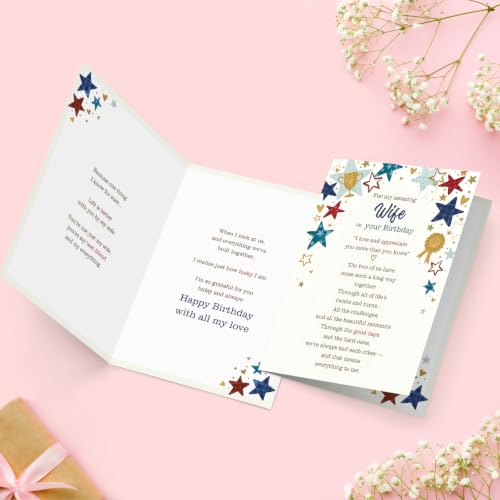 Mu-406 Romantic Birthday Card for Wife from Husband - Love & Celebration