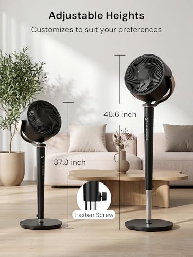 46-Inch Smart Pedestal Fan with Oscillation & Remote Control - Bedroom Tall Fan