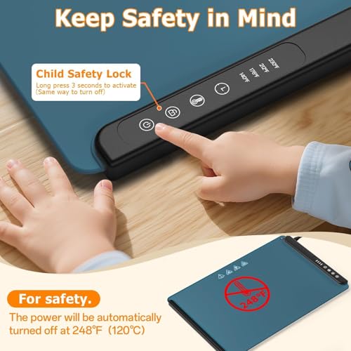 MealHelper Teal Food Warming Mat with 4 Temp Levels & 6-Hour Timer, Portable Electric Food Warmer for Countertop