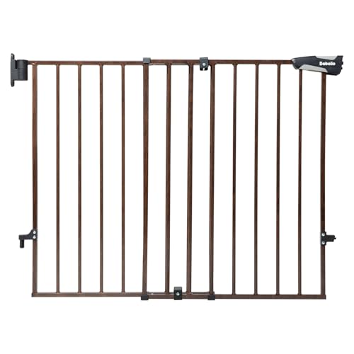 Babelio Baby Gate for Stairs, Kitchen & Doorways, No Bottom Bar| Easy Installation| One-Handed Operation| Auto-Close| Hardware Mount (Drill Needed) Safety Dog Gate (Black Wood Pattern - B17, 29-40")
