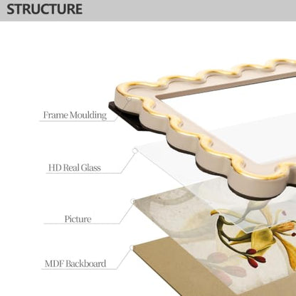 Everdeer Gold Wavy Edge 4x6 Picture Frame with Real Glass, Beige