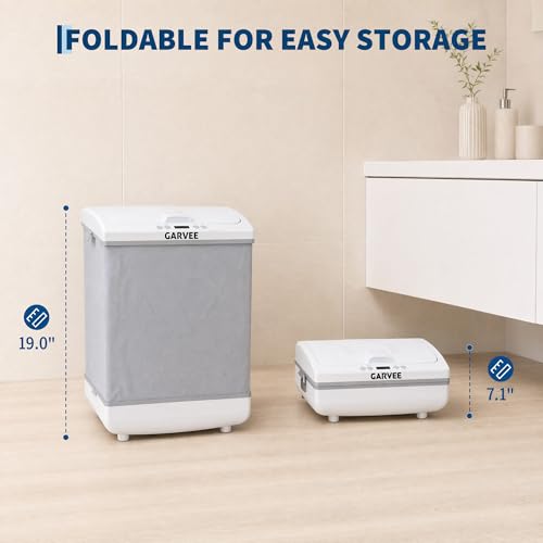 Gray Portable Folding Towel Warmer ABS Heated Bucket for Bathroom Travel