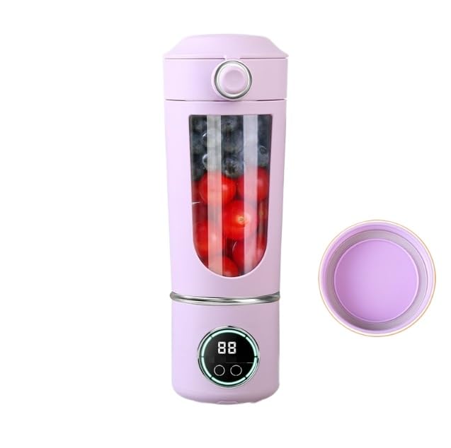 Portable juicer, small rechargeable juicer, multifunctional juicer cup, household crushed ice juicer cup, USB charging (purple,7.4V high-end juicing cup 12 knives)