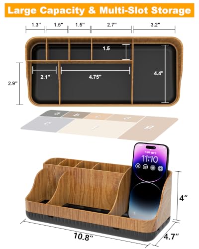 Woodblack Bathroom Counter Organizer and Storage with 7 Slots - Detachable & Non-Slip