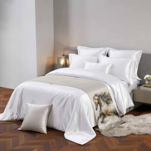 Queen Size Galloping Horse Bed Runner - Rustic Brown Satin Decorative Foot Throw with Variation Charcoal