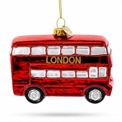 Glass Double Decker Bus Christmas Ornament - London, UK Holiday Decor
