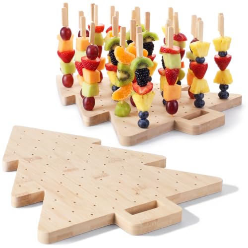 Christmas Tree Skewer Holder Set with 100 Bamboo Picks - 2 Pieces