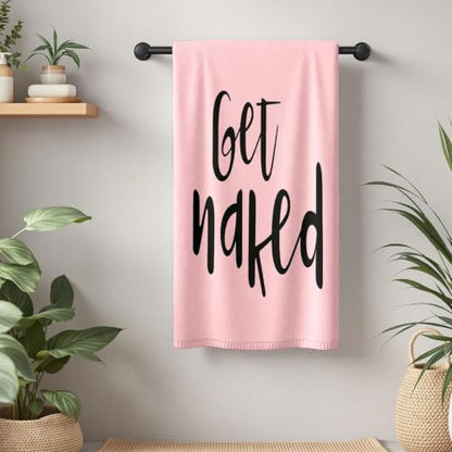 Pink Microfiber Bathroom Hand Towel 20x39 Inches - Get Naked Pattern, Quick Dry & Absorbent