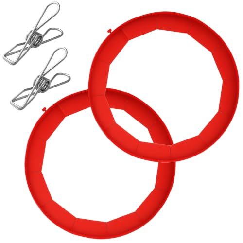 Adjustable Silicone Pie Crust Shield - 2 Pack, Fits 8-11.4 Inch Pies, Red & Clip