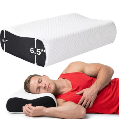 Extra Tall Memory Foam Bed Pillow for Side Sleepers with White Cover - 16x24 Inches