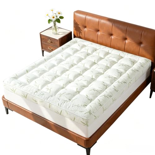 Full Size Bamboo Blend Quilted Mattress Pad - Soft Fitted Mattress Protector