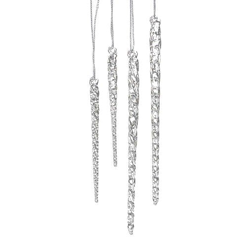 Icicle Christmas Ornaments Set of 24 - Clear Glass, 3.5-5.5 Inch, Variation 1