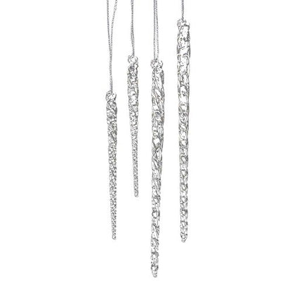 Icicle Christmas Ornaments Set of 24 - Clear Glass, 3.5-5.5 Inch, Variation 1