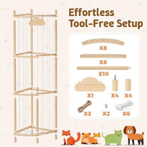 Corner Plush Toy Storage Tower - 52 Inch Kids Room Organizer, Space-Saving Design