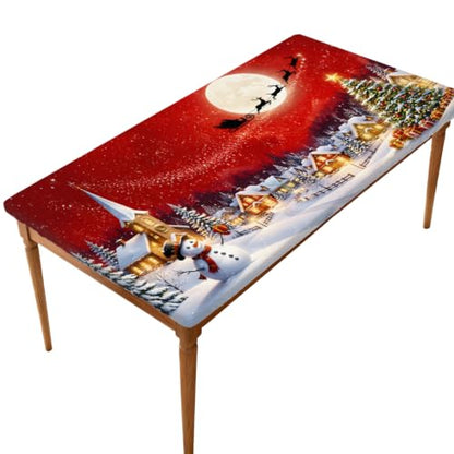 Christmas Rectangle Tablecloth with Elastic Edge - Indoor Outdoor Cover B-004 30" x 60"