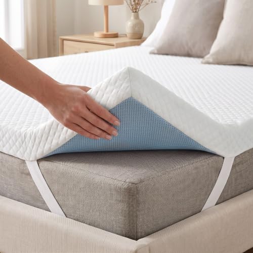 Twin Mattress Topper with Cover 2 Inch Ventilated Gel Memory Foam White