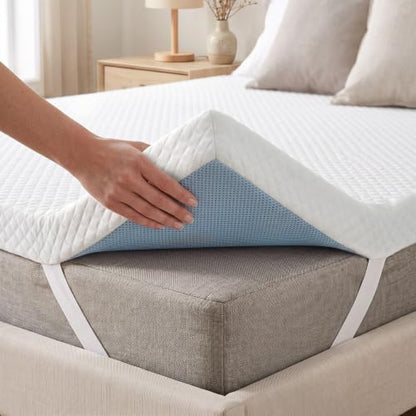 Twin Mattress Topper with Cover 2 Inch Ventilated Gel Memory Foam White