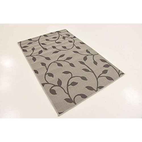 Unique Loom Outdoor Botanical Collection Area Rug - Botanical (3' 3" x 5' 1" Rectangle, Gray/ Silver)