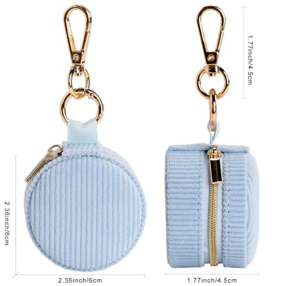 Blue Ring Box & Jewelry Organizer with Keychain - Mini Velvet Travel Case