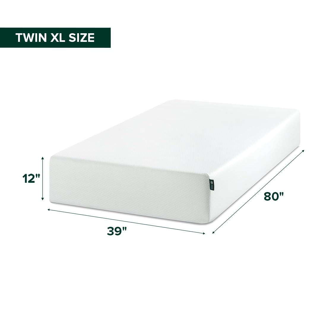 Zinus 12 Inch Twin XL Green Tea Memory Foam Mattress [New Version], Fiberglass Free, Medium Firm Feel, Zoned Pressure Relief, Certified Safe Foams & Fabric, Mattress-in-a-Box
