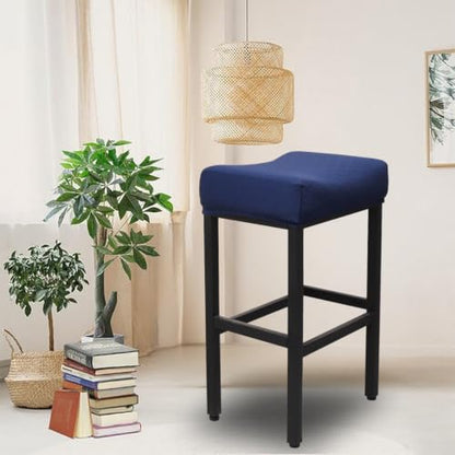 Navy Blue Rectangular Stretch Bar Stool Covers Set of 2 - Washable Slipcovers for Counter Height Chairs