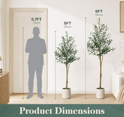 6ft Indoor Artificial Olive Tree with White Heavy Planter - Green 1.8m