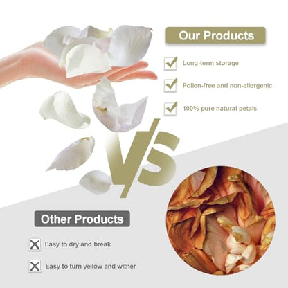 White Dried Rose Petals for Weddings - Biodegradable & Natural - 4 Pack (100g each) - Romantic Table Decor & Flower Girl