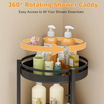 3-Tier Rotating Corner Shower Caddy Stand - Rust-Resistant Bathroom Organizer