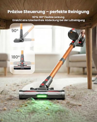 Cordless Vacuum Cleaner 600W 50KPA 70Min Runtime Self-Standing Stick Pet Hair Carpet Hard Floor