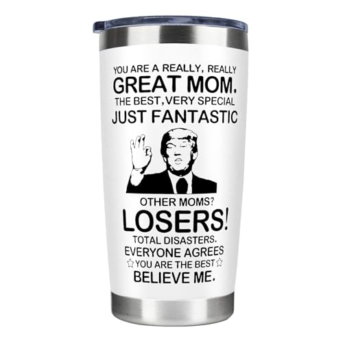 Great Mom 20 OZ Stainless Steel Tumbler Mug - White, Leakproof & Travel Friendly